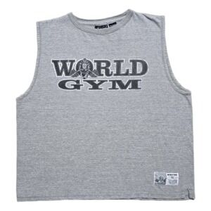 Vintage World Gym Shirt Tank Top Bodybuilding Hardocre Powerhouse Mens Size XL